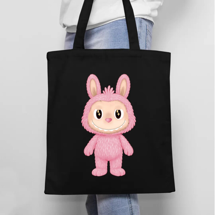 Plyšový Maskot Bubu Růžový - taška s potiskem pro fanoušky Labubu
