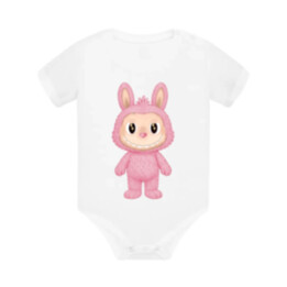 Plyšový Maskot Bubu Růžový - dětské body s potiskem pro fanoušky Labubu