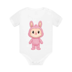 Plyšový Maskot Bubu Růžový - dětské body s potiskem pro fanoušky Labubu
