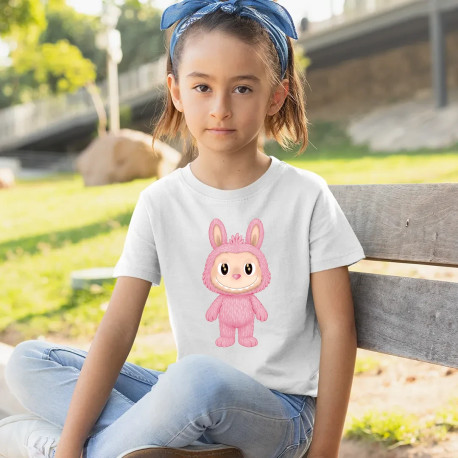 Plyšový Maskot Bubu Růžový - dětské tričko s potiskem pro fanoušky Labubu