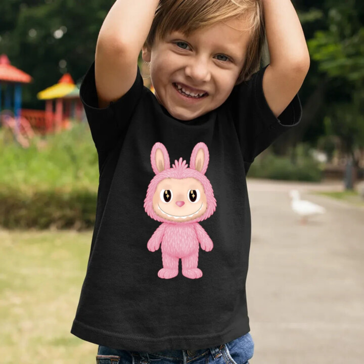 Plyšový Maskot Bubu Růžový - dětské tričko s potiskem pro fanoušky Labubu