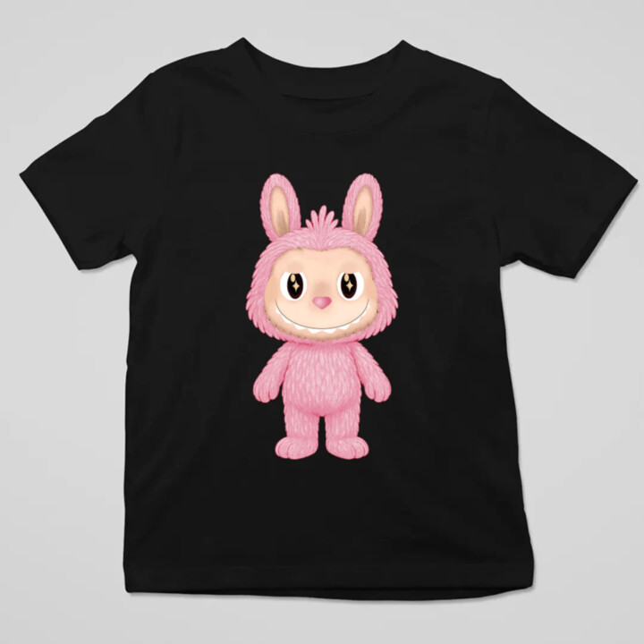 Plyšový Maskot Bubu Růžový - dětské tričko s potiskem pro fanoušky Labubu