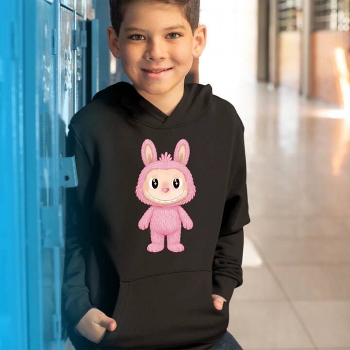 Plyšový Maskot Bubu Růžový - dětská mikina s kapucí pro fanoušky Labubu