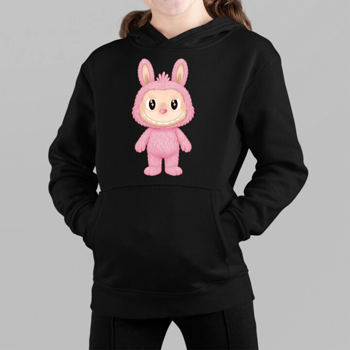 Plyšový Maskot Bubu Růžový - dětská mikina s kapucí pro fanoušky Labubu