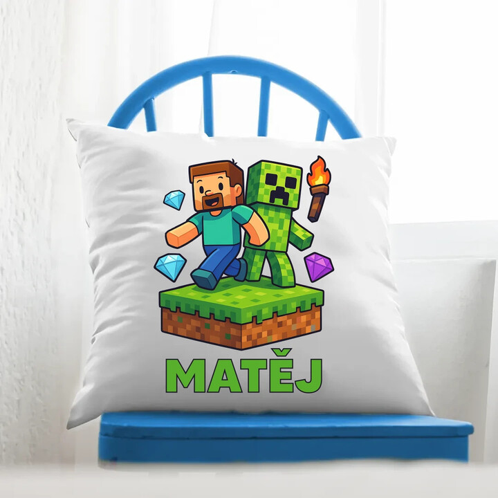 Steve - polštář s potiskem pro fanoušky Minecraftu - personalizovaný produkt