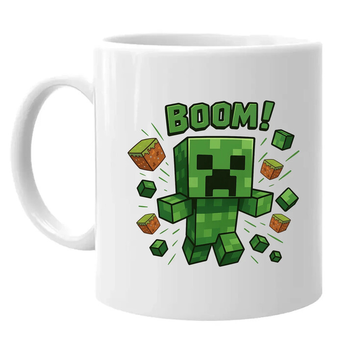 Boom! - hrnek s potiskem pro fanoušky Minecraftu