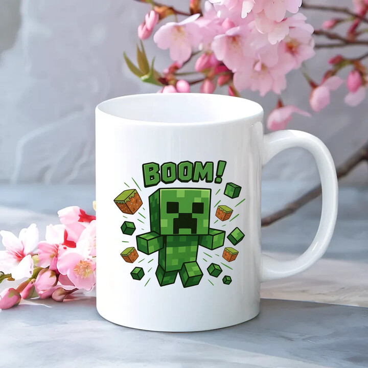 Boom! - hrnek s potiskem pro fanoušky Minecraftu
