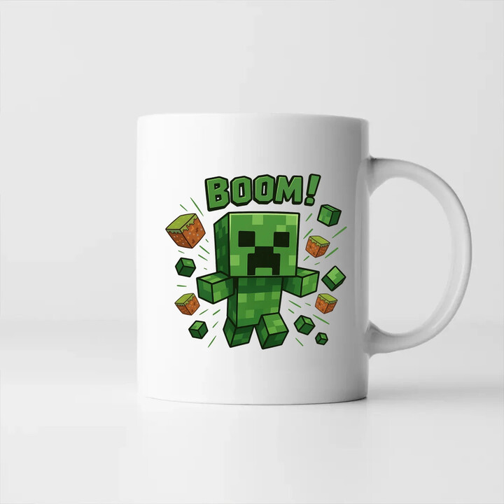 Boom! - hrnek s potiskem pro fanoušky Minecraftu