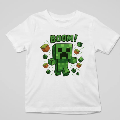 Boom! - dětské tričko s potiskem pro fanoušky Minecraftu