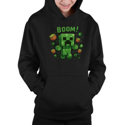 Boom! - dětská mikina s kapucí pro fanoušky Minecraftu