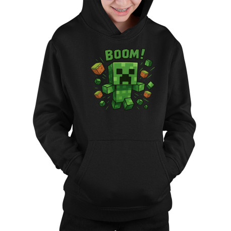 Boom! - dětská mikina s kapucí pro fanoušky Minecraftu