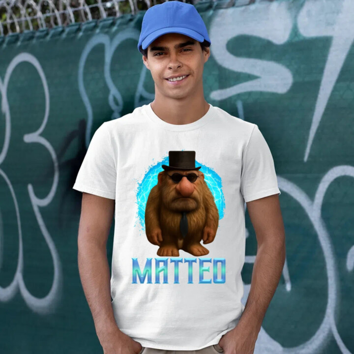 Matteo - Italian Brainrot - trpaslík s okuliarmi - pánské tričko s potiskem MATTEOOOOOOOOOO