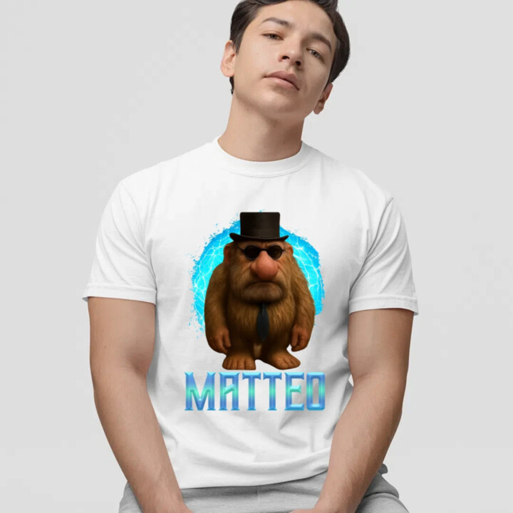 Matteo - Italian Brainrot - trpaslík s okuliarmi - pánské tričko s potiskem MATTEOOOOOOOOOO