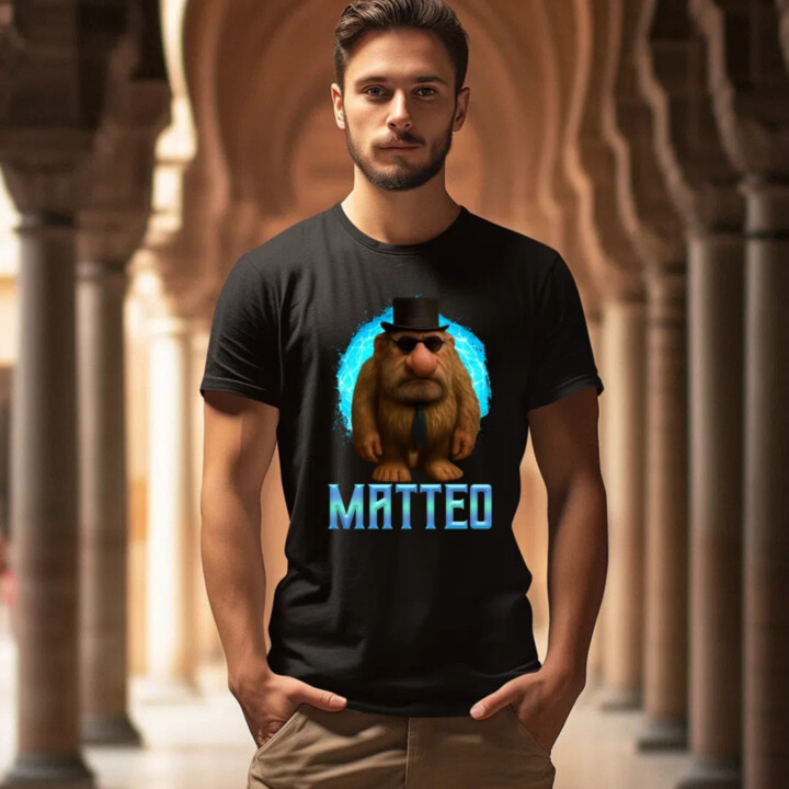 Matteo - Italian Brainrot - trpaslík s okuliarmi - pánské tričko s potiskem MATTEOOOOOOOOOO