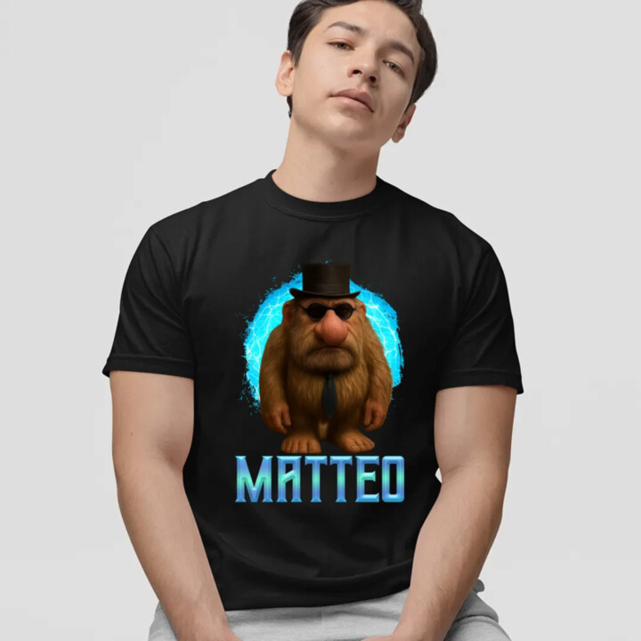 Matteo - Italian Brainrot - trpaslík s okuliarmi - pánské tričko s potiskem MATTEOOOOOOOOOO