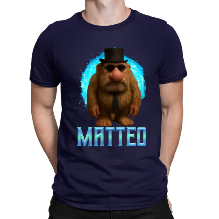 Matteo - Italian Brainrot - trpaslík s okuliarmi - pánské tričko s potiskem MATTEOOOOOOOOOO