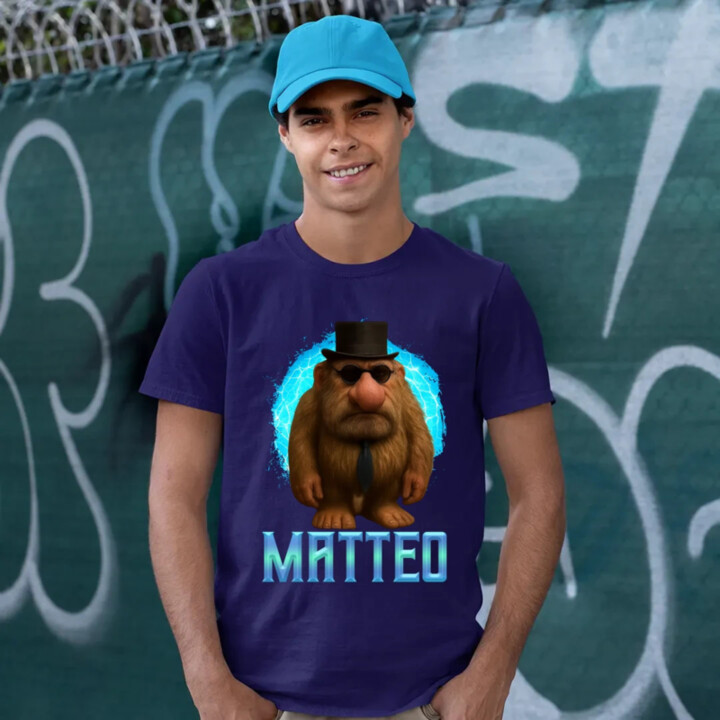 Matteo - Italian Brainrot - trpaslík s okuliarmi - pánské tričko s potiskem MATTEOOOOOOOOOO