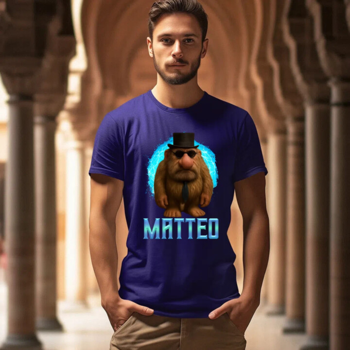 Matteo - Italian Brainrot - trpaslík s okuliarmi - pánské tričko s potiskem MATTEOOOOOOOOOO