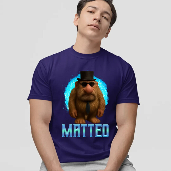 Matteo - Italian Brainrot - trpaslík s okuliarmi - pánské tričko s potiskem MATTEOOOOOOOOOO