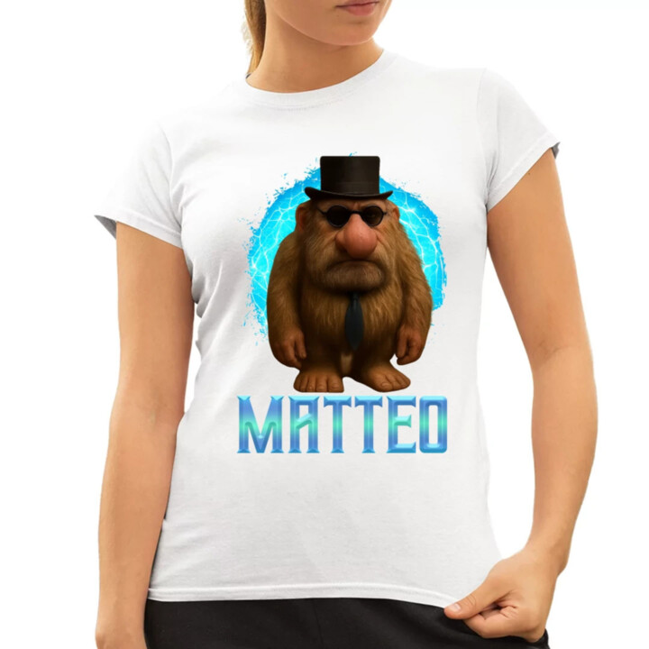 Matteo - Italian Brainrot - trpaslík s okuliarmi - dámské tričko s potiskem MATTEOOOOOOOOOO