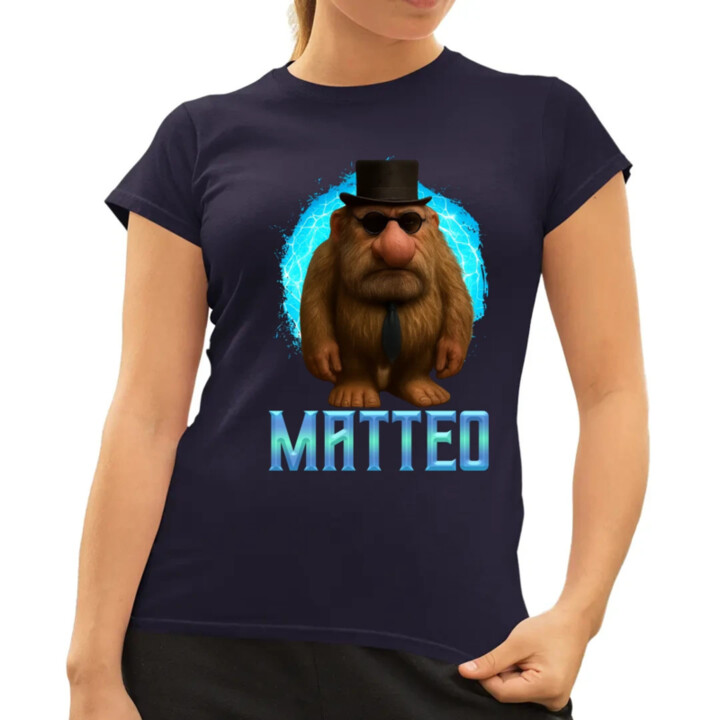 Matteo - Italian Brainrot - trpaslík s okuliarmi - dámské tričko s potiskem MATTEOOOOOOOOOO