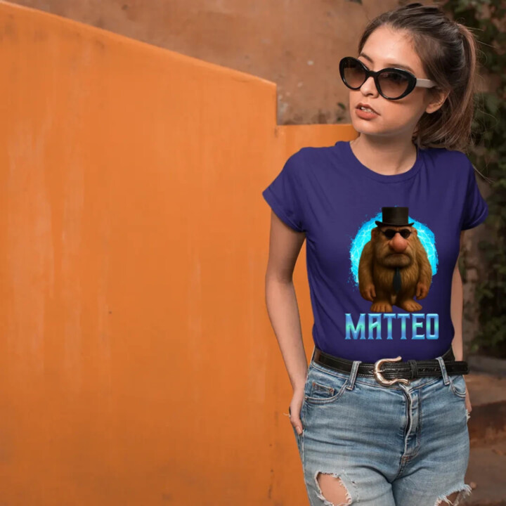 Matteo - Italian Brainrot - trpaslík s okuliarmi - dámské tričko s potiskem MATTEOOOOOOOOOO