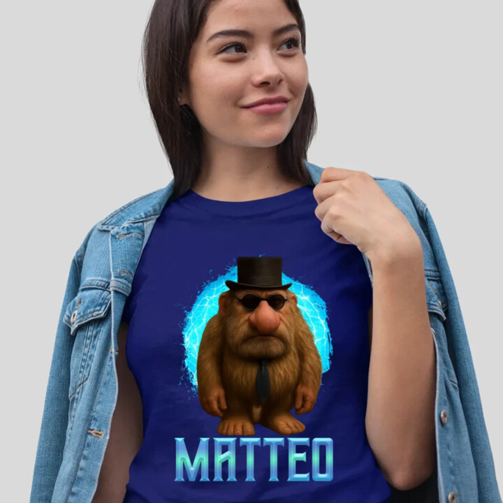 Matteo - Italian Brainrot - trpaslík s okuliarmi - dámské tričko s potiskem MATTEOOOOOOOOOO