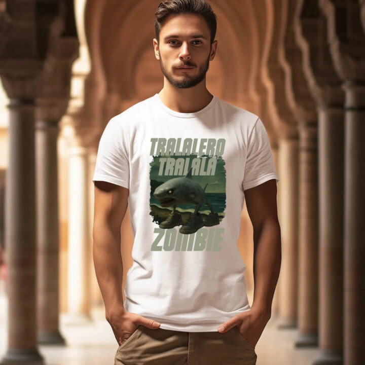 Tralalero tralala - zombie - Italian Brainrot  - pánské tričko s potiskem