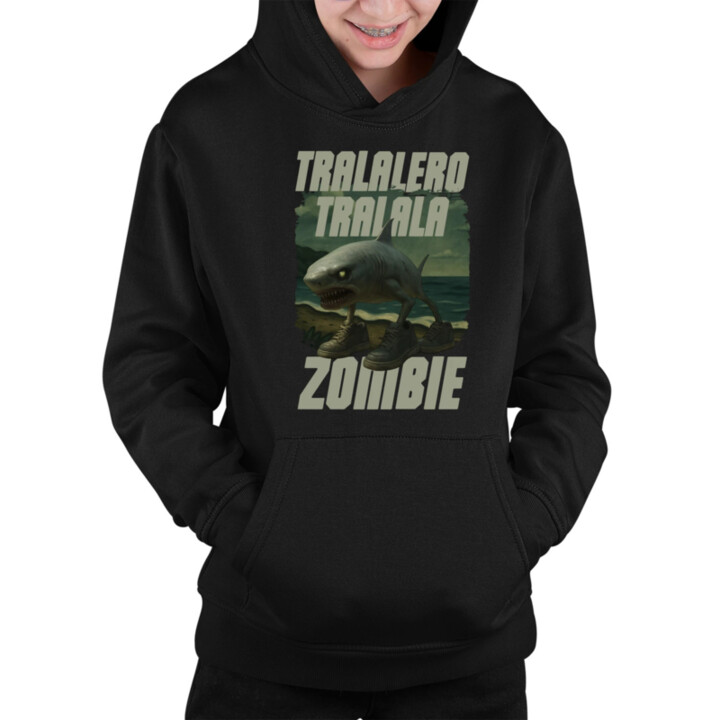 Tralalero tralala - zombie - Italian Brainrot  - dětská mikina s kapucí