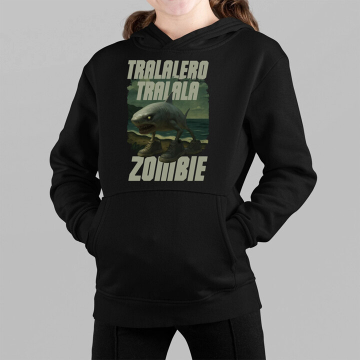 Tralalero tralala - zombie - Italian Brainrot  - dětská mikina s kapucí