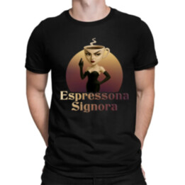 Espressona Signora - Italian Brainrot - žena s kávou - pánské tričko s potiskem