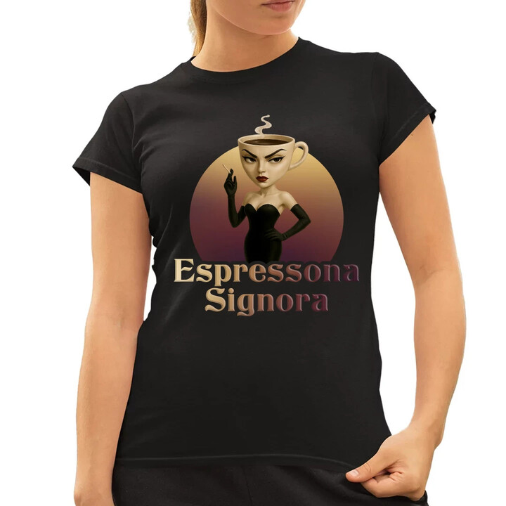 Espressona Signora - Italian Brainrot - žena s kávou - dámské tričko s potiskem