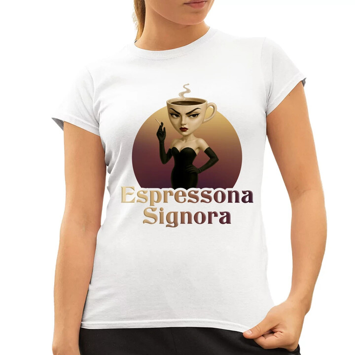 Espressona Signora - Italian Brainrot - žena s kávou - dámské tričko s potiskem