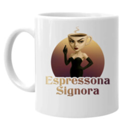 Espressona Signora - Italian Brainrot - žena s kávou - hrnek s potiskem