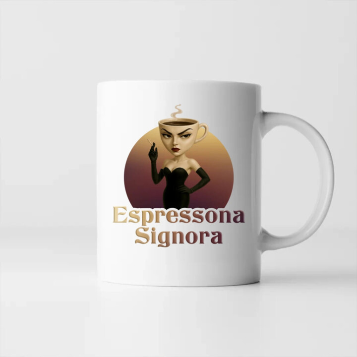 Espressona Signora - Italian Brainrot - žena s kávou - hrnek s potiskem