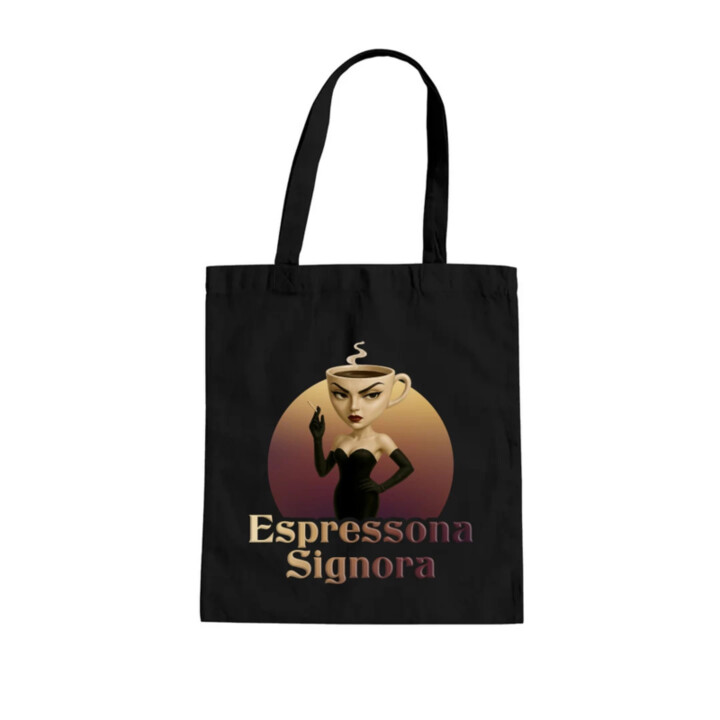 Espressona Signora - Italian Brainrot - žena s kávou - taška s potiskem