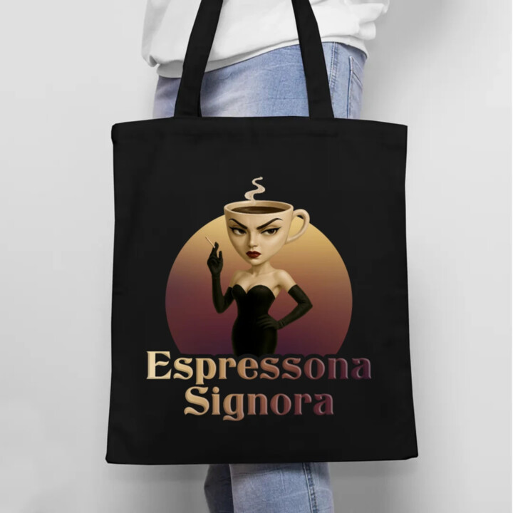 Espressona Signora - Italian Brainrot - žena s kávou - taška s potiskem