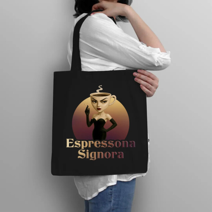 Espressona Signora - Italian Brainrot - žena s kávou - taška s potiskem