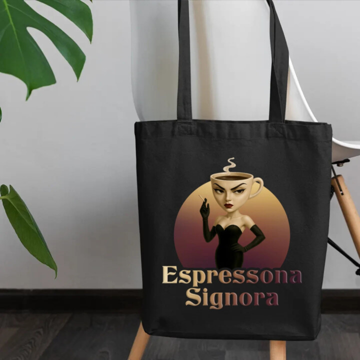 Espressona Signora - Italian Brainrot - žena s kávou - taška s potiskem