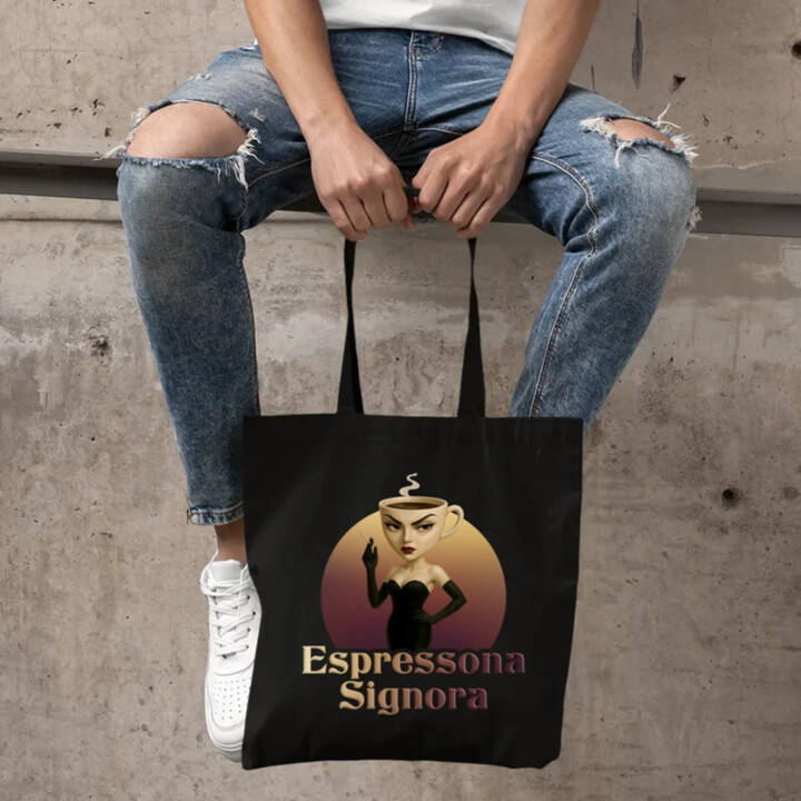 Espressona Signora - Italian Brainrot - žena s kávou - taška s potiskem