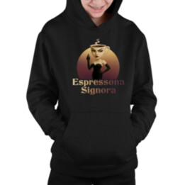 Espressona Signora - Italian Brainrot - žena s kávou - dětská mikina s kapucí