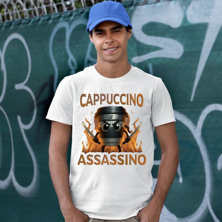 Cappuccino Assassino V3 - Italian Brainrot - Hrnek Ninja - pánské tričko s potiskem