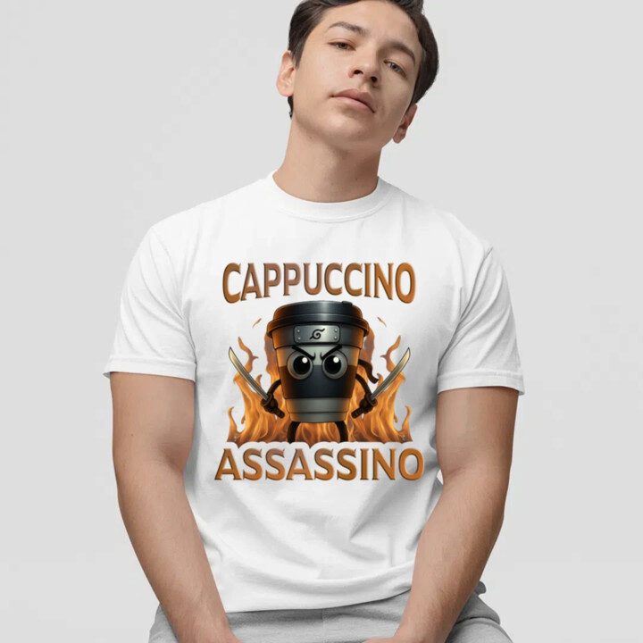Cappuccino Assassino V3 - Italian Brainrot - Hrnek Ninja - pánské tričko s potiskem