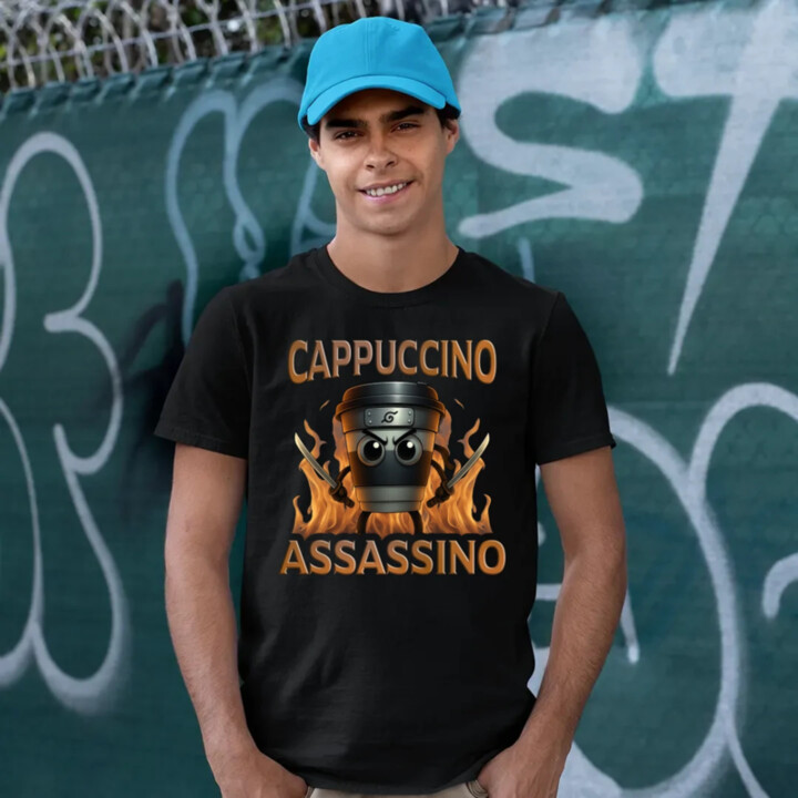 Cappuccino Assassino V3 - Italian Brainrot - Hrnek Ninja - pánské tričko s potiskem
