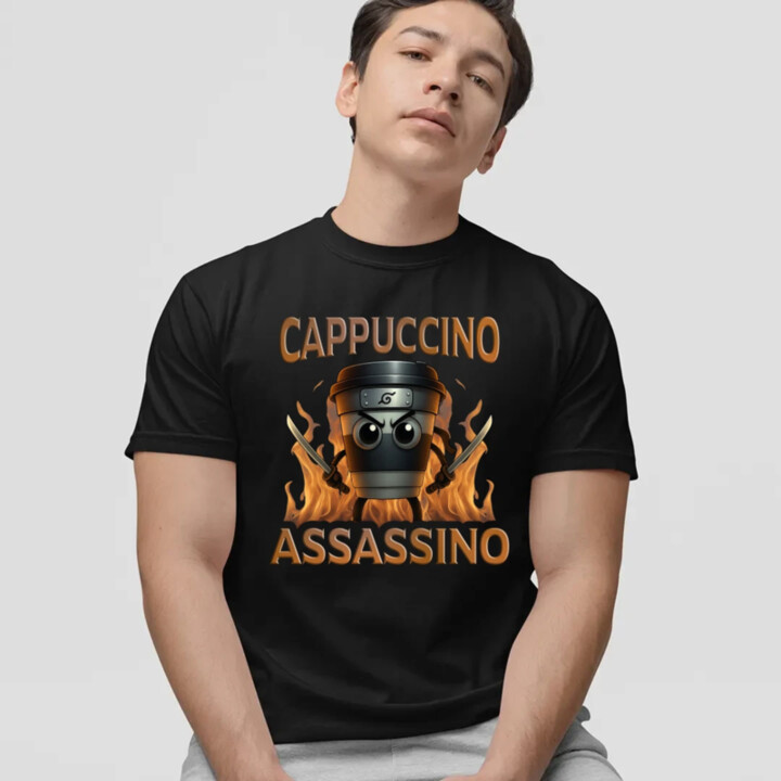 Cappuccino Assassino V3 - Italian Brainrot - Hrnek Ninja - pánské tričko s potiskem