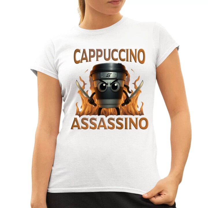 Cappuccino Assassino V3 - Italian Brainrot - Hrnek Ninja - dámské tričko s potiskem