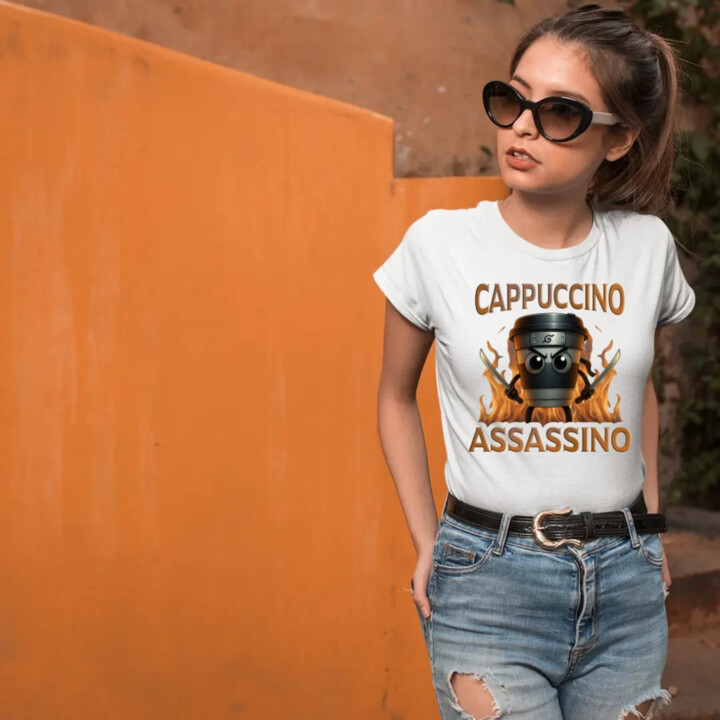 Cappuccino Assassino V3 - Italian Brainrot - Hrnek Ninja - dámské tričko s potiskem