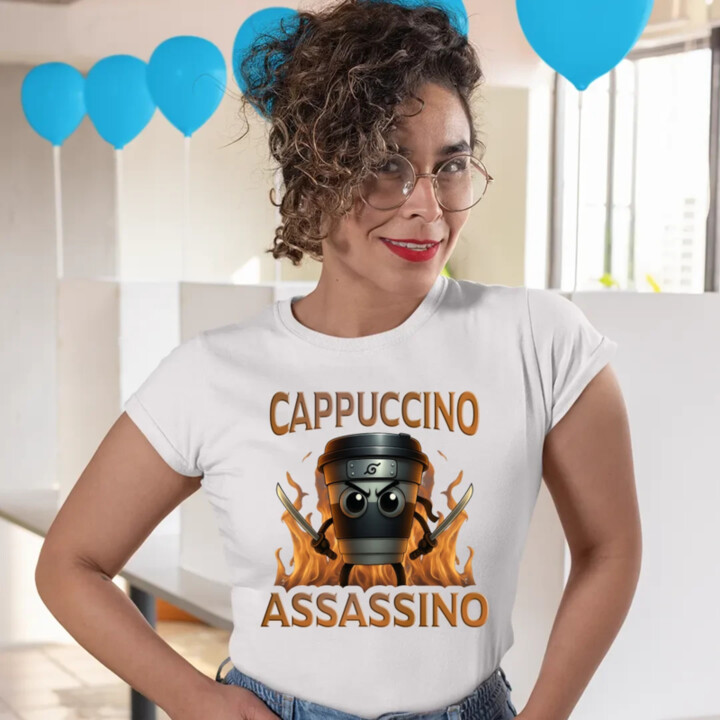 Cappuccino Assassino V3 - Italian Brainrot - Hrnek Ninja - dámské tričko s potiskem