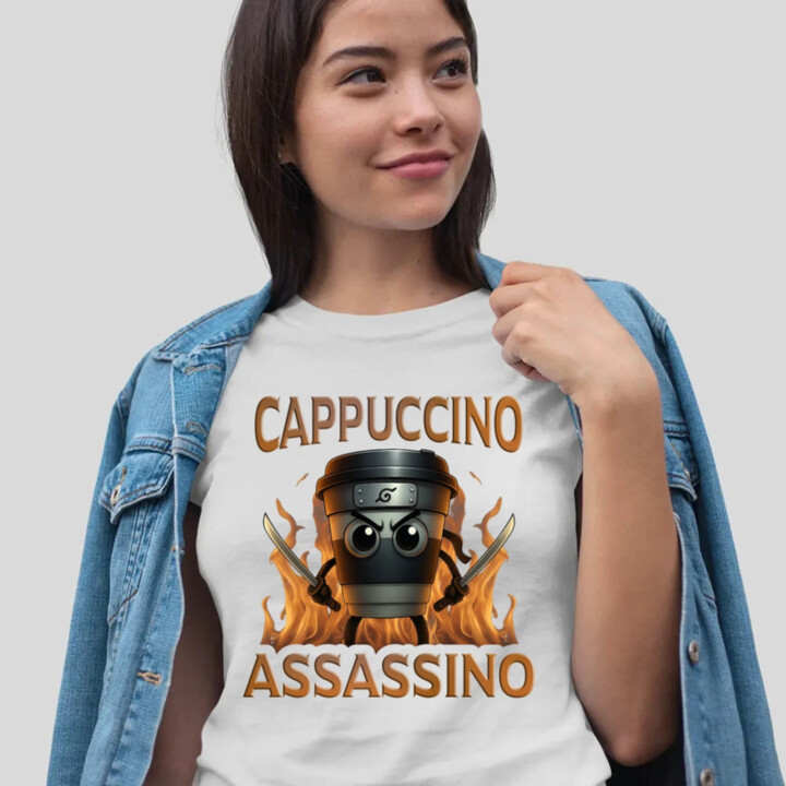 Cappuccino Assassino V3 - Italian Brainrot - Hrnek Ninja - dámské tričko s potiskem