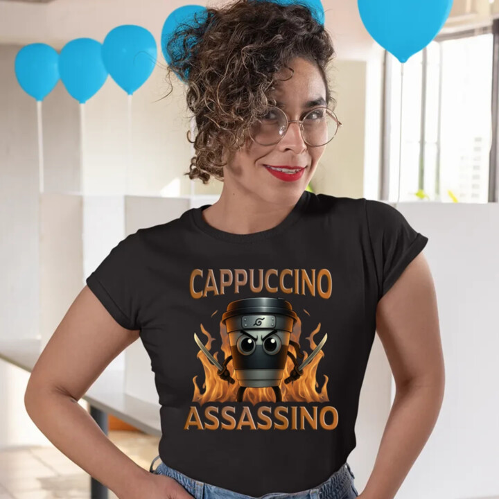 Cappuccino Assassino V3 - Italian Brainrot - Hrnek Ninja - dámské tričko s potiskem